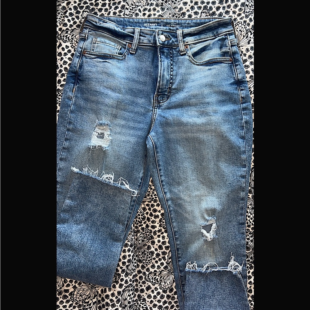 Old Navy Distressed Light Blue Boyfriend Jeans